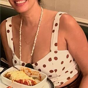 Abercrombie & Fitch linen White and Brown Polka Dot Top size small